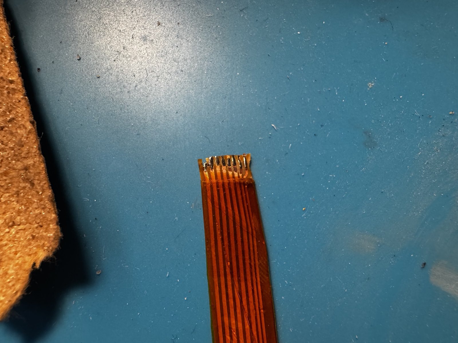 The tinned ends of the flat flex cable The tinned ends of the flat flex cable