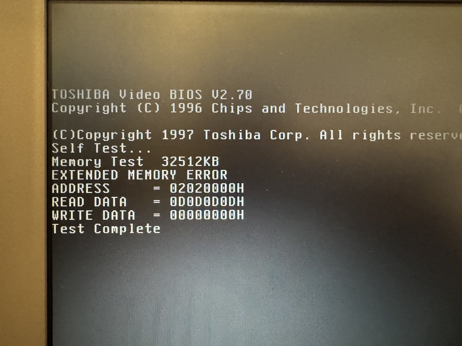 Extended memory error during POST