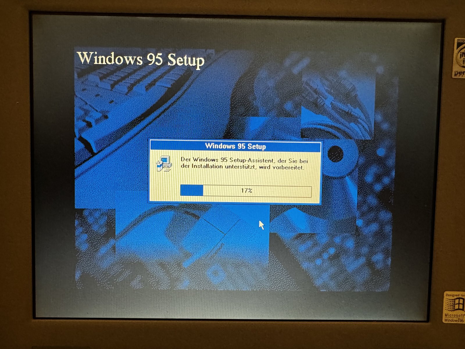The Windows 95 setup finally runs