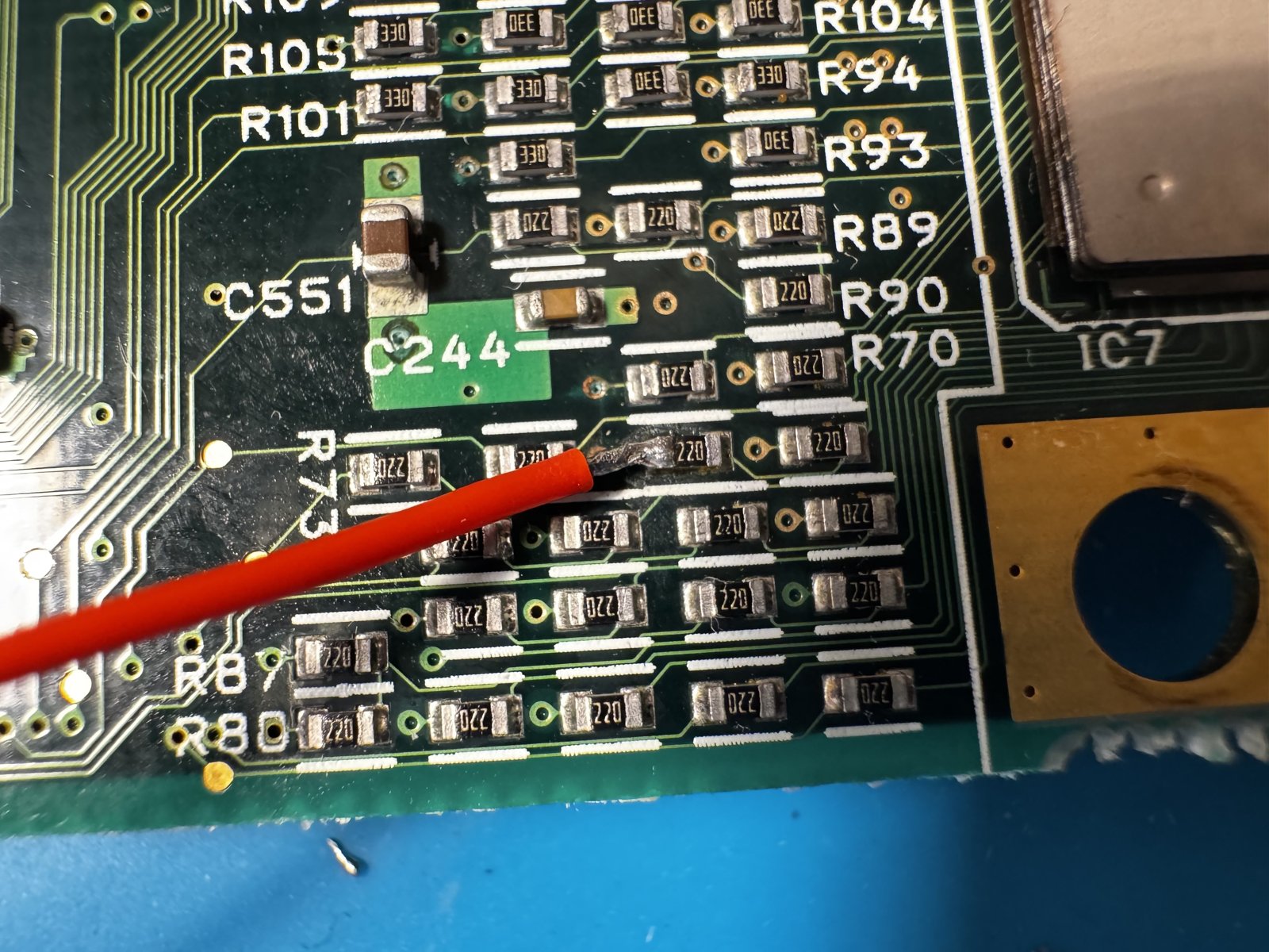 The wire on the resistor side. This was the easy part.