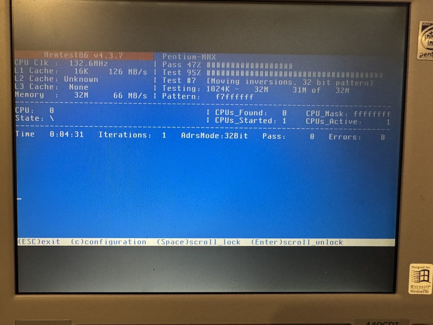 MemTest86 only sees 32MB