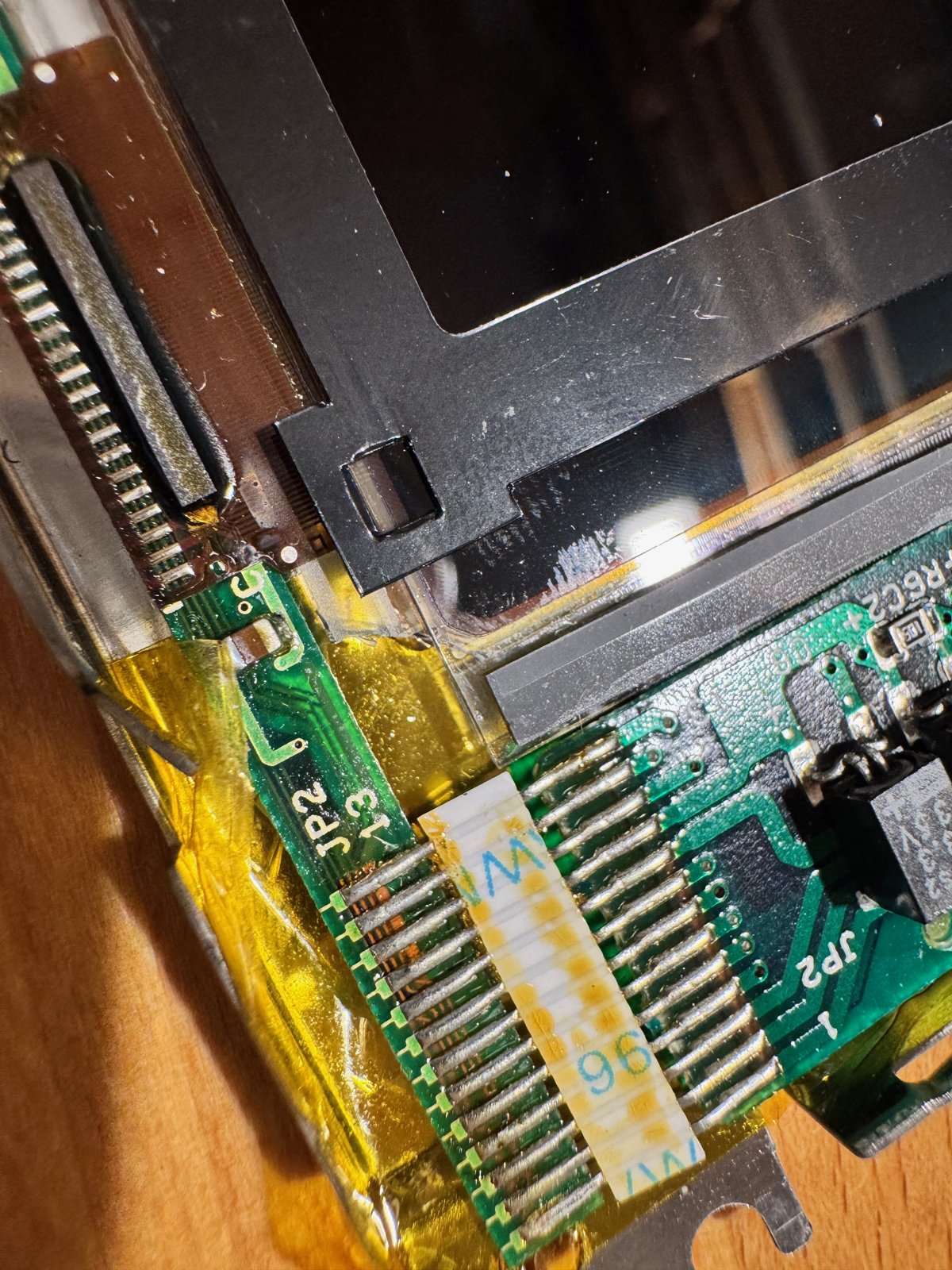A small piece of glass broke out of the Sharp panel – luckily without any effect A small piece of glass broke out of the Sharp panel – luckily without any effect