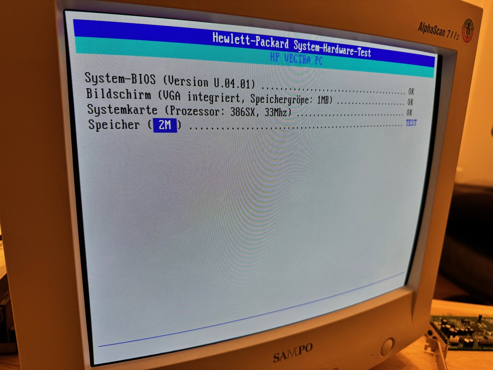 HP System Hardware Test: integrated VGA with 1MB HP System Hardware Test: integrated VGA with 1MB