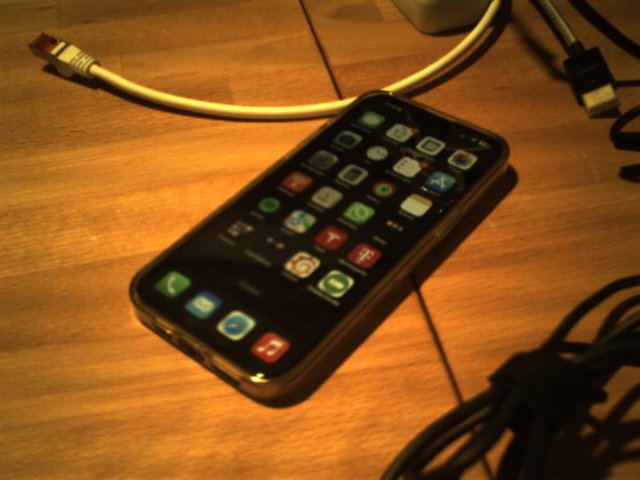 The picture after demosaicing, but without white balance