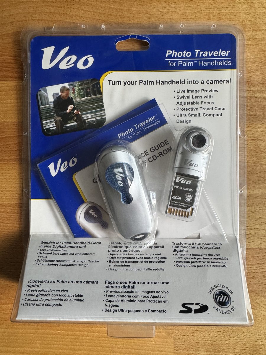 The Veo Photo Traveler for Palm Handhelds in its original packaging