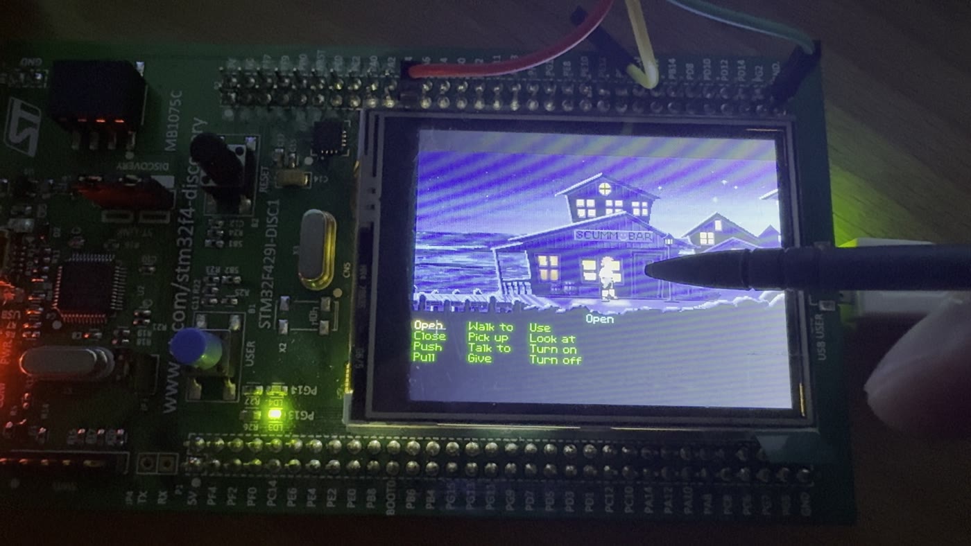 Playing with a stylus on the touch screen of the Discovery board