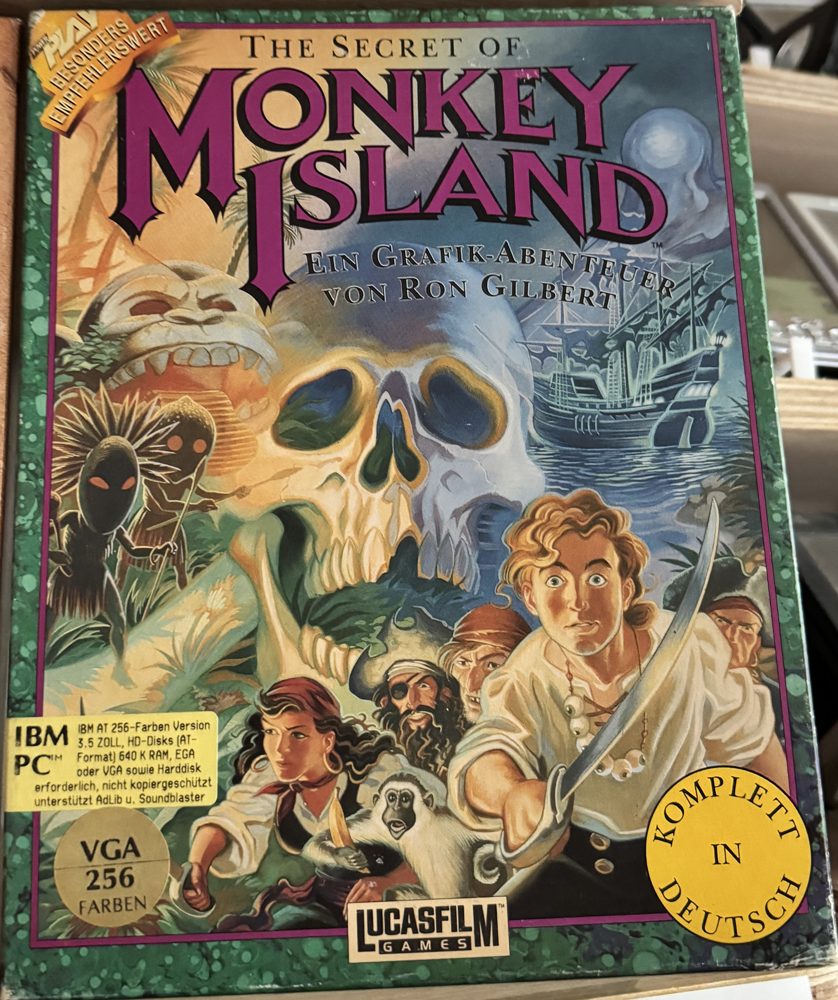 The box of the German VGA version of The Secret of Monkey Island