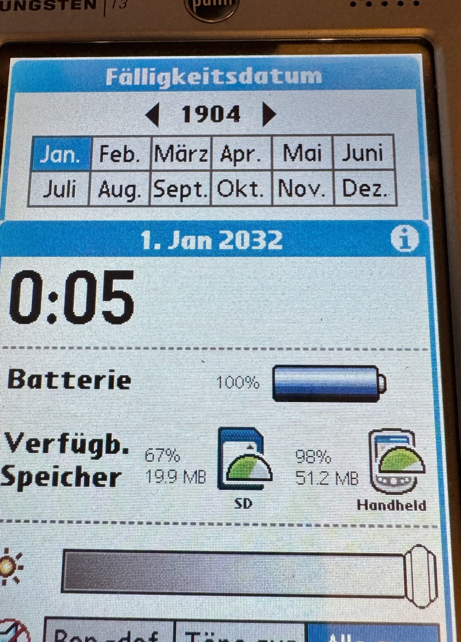 Tasks, due date: the picker opens on 1904 because the application computes 1904 + 0