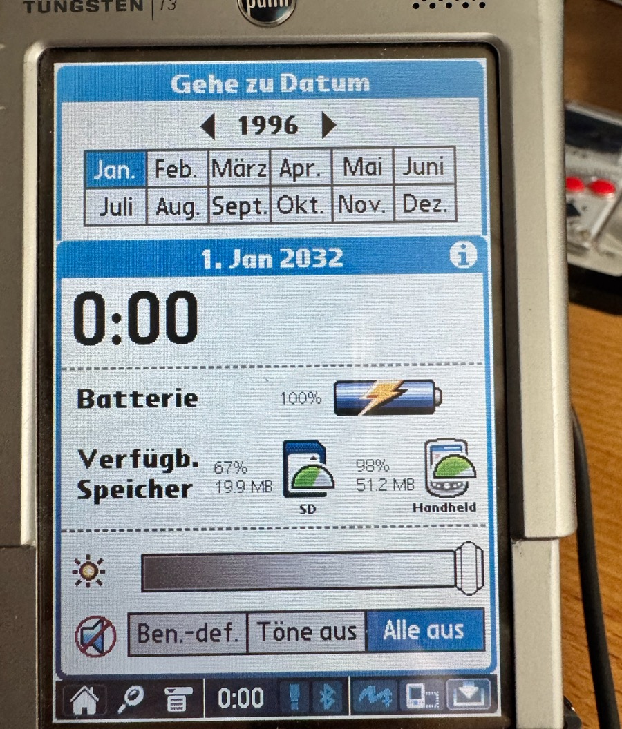 Go To Date in the Calendar, on 1 January 2032: the picker shows 1996, the internal year