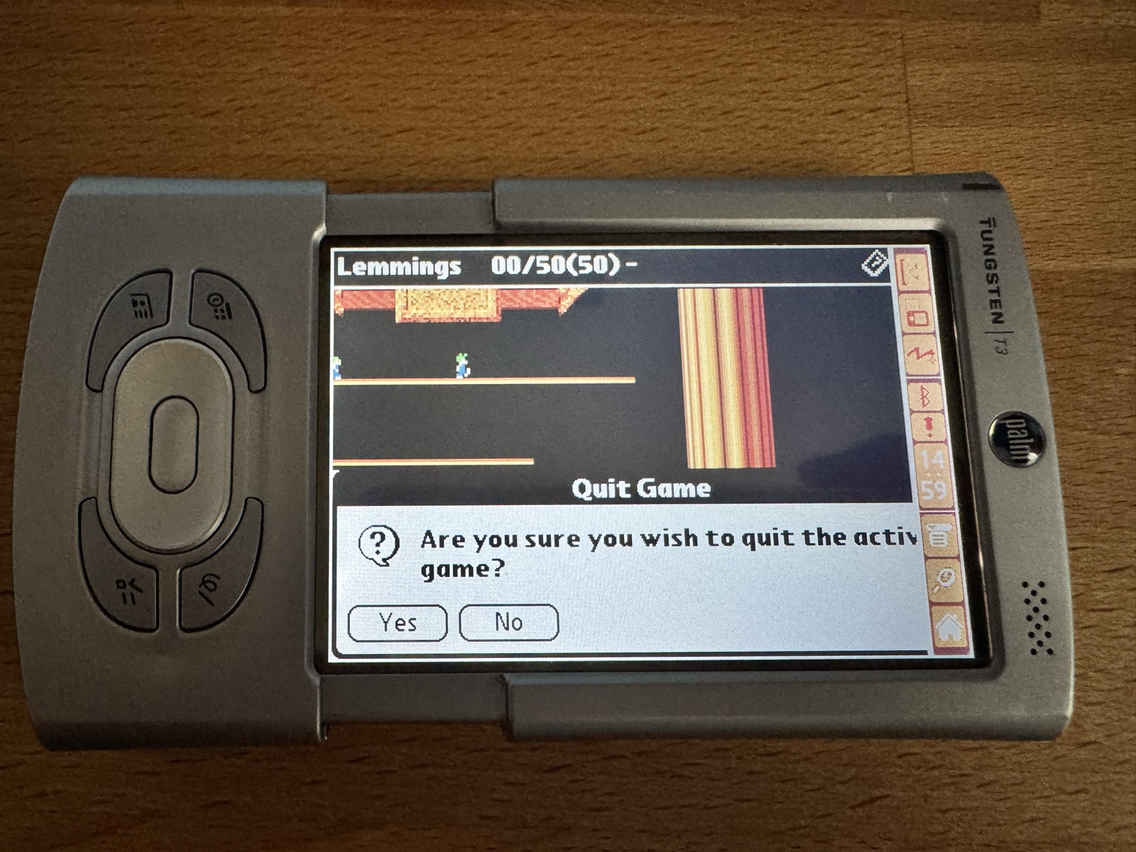 The quit alert, cut off on the right The quit alert in landscape, cut off by the status bar